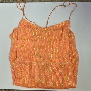 Orange Sequin Windsor Homecoming Dress